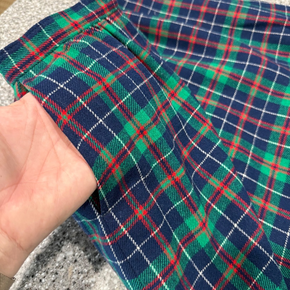 Vintage Pendleton Wool Plaid Midi Skirt Green Navy Red Pockets Made in USA 12 - Picture 5 of 9